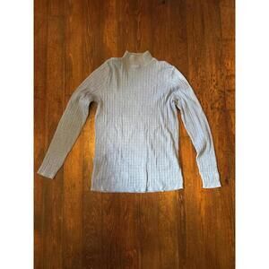 Kim Rogers Women's Light Blue Ribbed Turtleneck Sweater, Medium